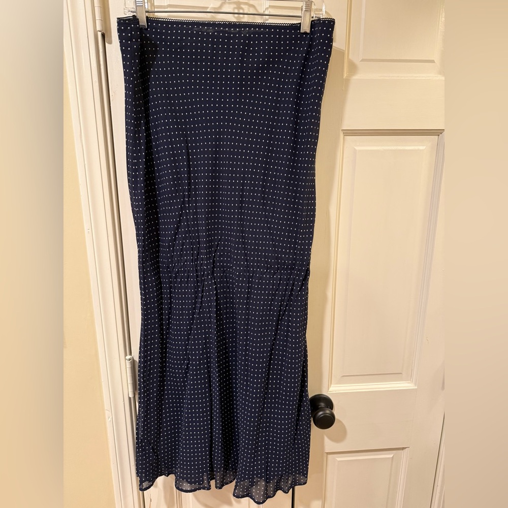 Reformation Layla navy blue white polka dot maxi midi skirt 12 - Picture 6 of 6